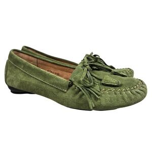 ME TOO Green Suede Tassel Moccasin Loafers Shoes‎ Women's Size 6M